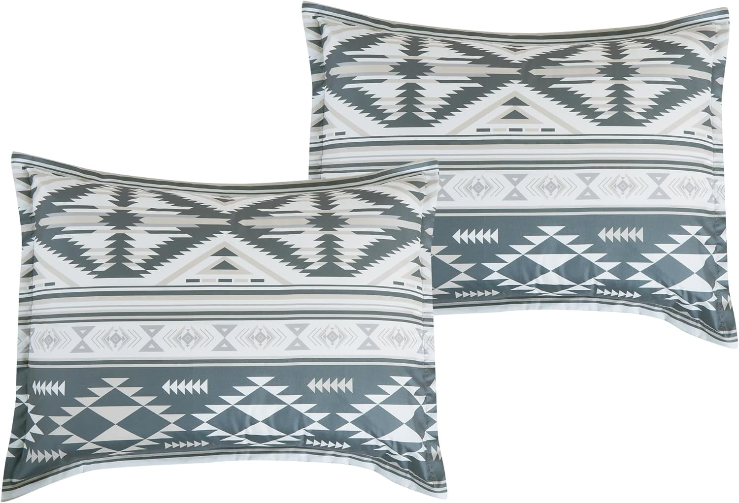 Chezmoi Collection Remy 7-Piece Southwestern Geometric Motif Comforter Set, Multicolor Gray White Light Brown Printed Washed Microfiber Bedding, Queen