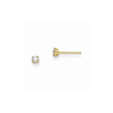 14k Yellow Gold Madi K 2.5mm Round CZ Basket Set Stud Earrings