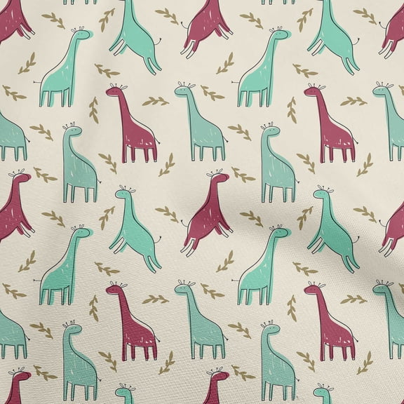 oneOonePolyesterSpandexSeaGreenFabricKidsAnimalCraftProjectsDecorFabricPrintedByTheYard56InchWide