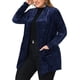 thumbnail image 4 of Cárdigans de terciopelo de talla grande Agnes Orinda para mujeres, cárdigan de frente abierto con bolsillos 2X azul marino, 4 of 6