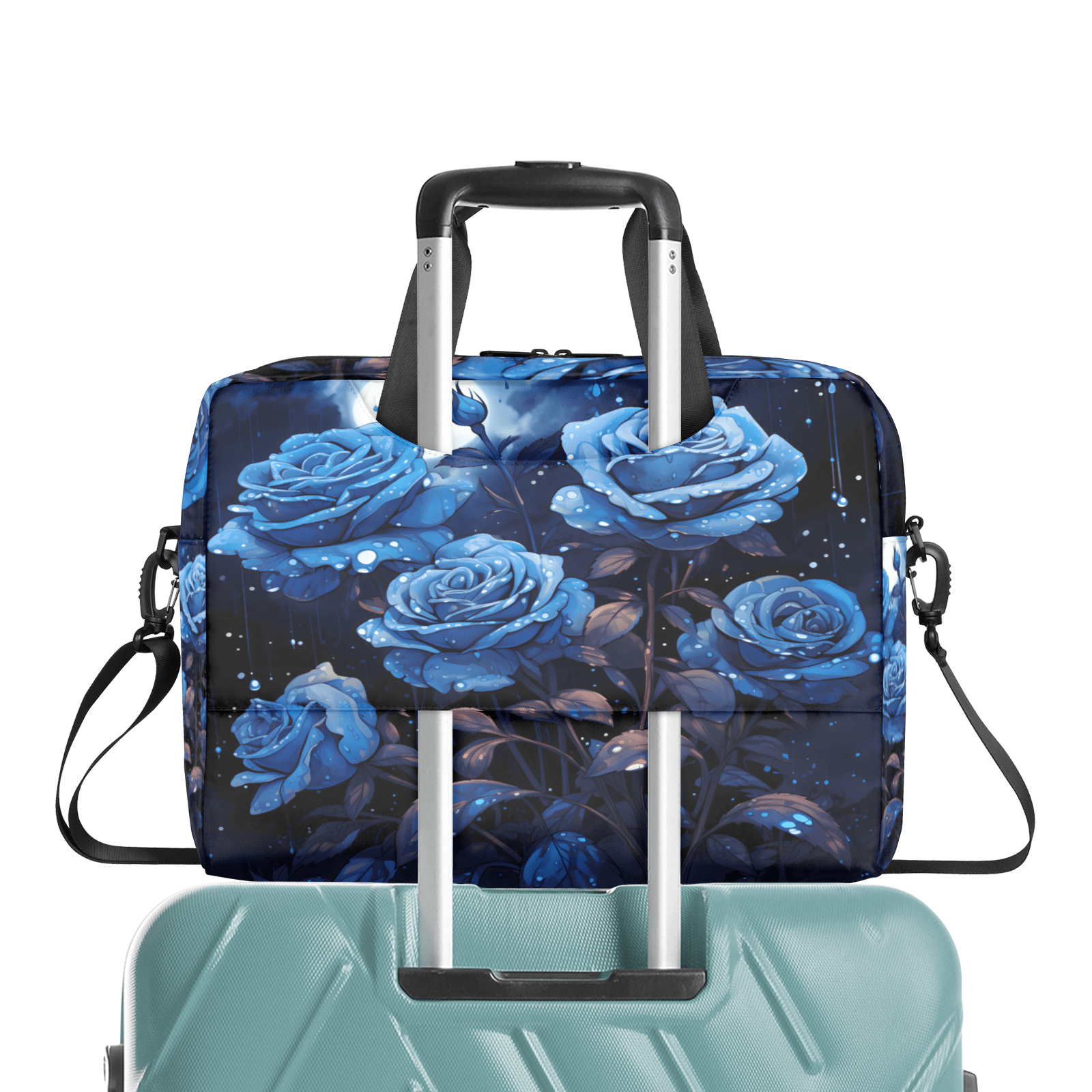 Herdesigns Blue Flower Laptop Bag for Women Men, Computer Case Briefcase Messenger Bags, 15-15.6 inch Laptop Sleeve Shoulder Bag