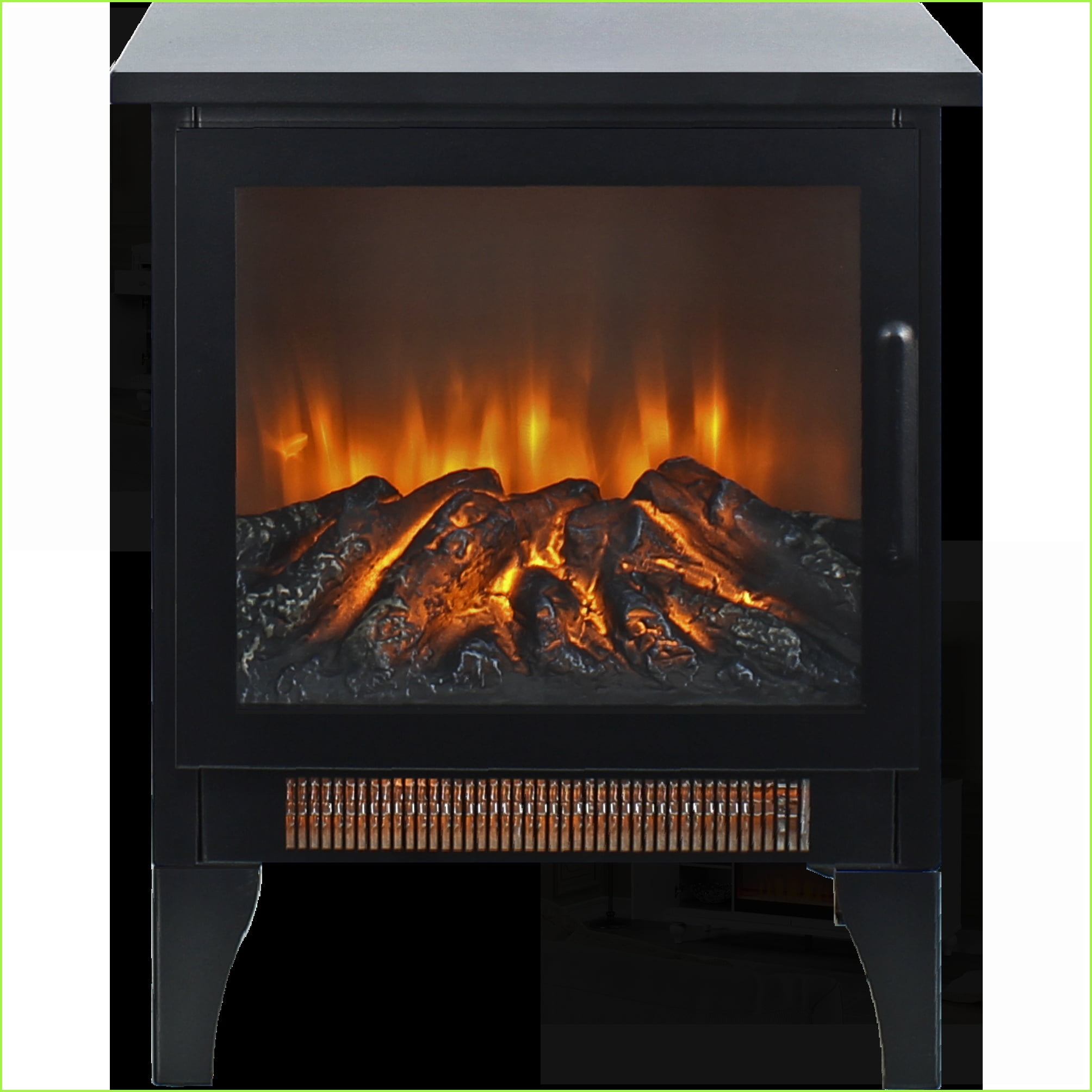 Electric Fireplace Stove, 17-Inch Freestanding with 3D Flame & Two-Speed Heat | Freestanding | Antique Black