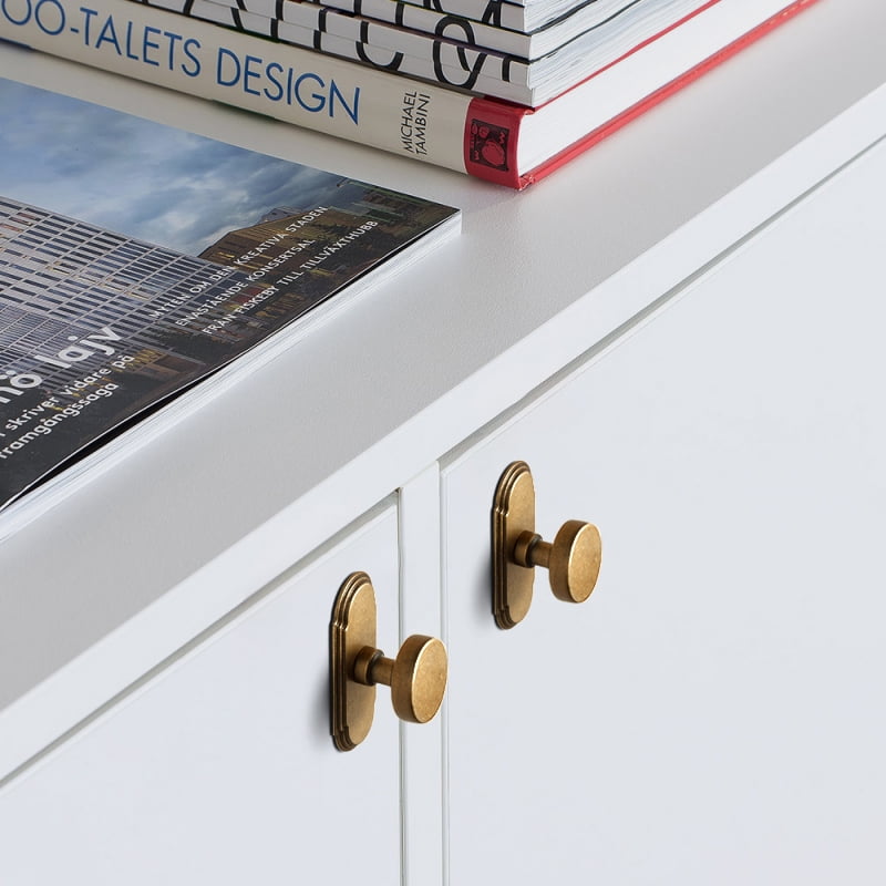 Goo-Ki Antique Brass Cabinet Drawer Knobs with Backplate, Single Hole Zinc Alloy Cabinet Handles Kitchen Hardware for,Dresser,Cupboard,Wardrobe, 6 Pack