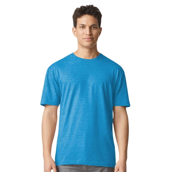 Gildan Unisex Short Sleeve Light T-Shirt 100% Cotton Modern Classic Fit Crew Neck Tee (Heather-Sapphire, 2XL)