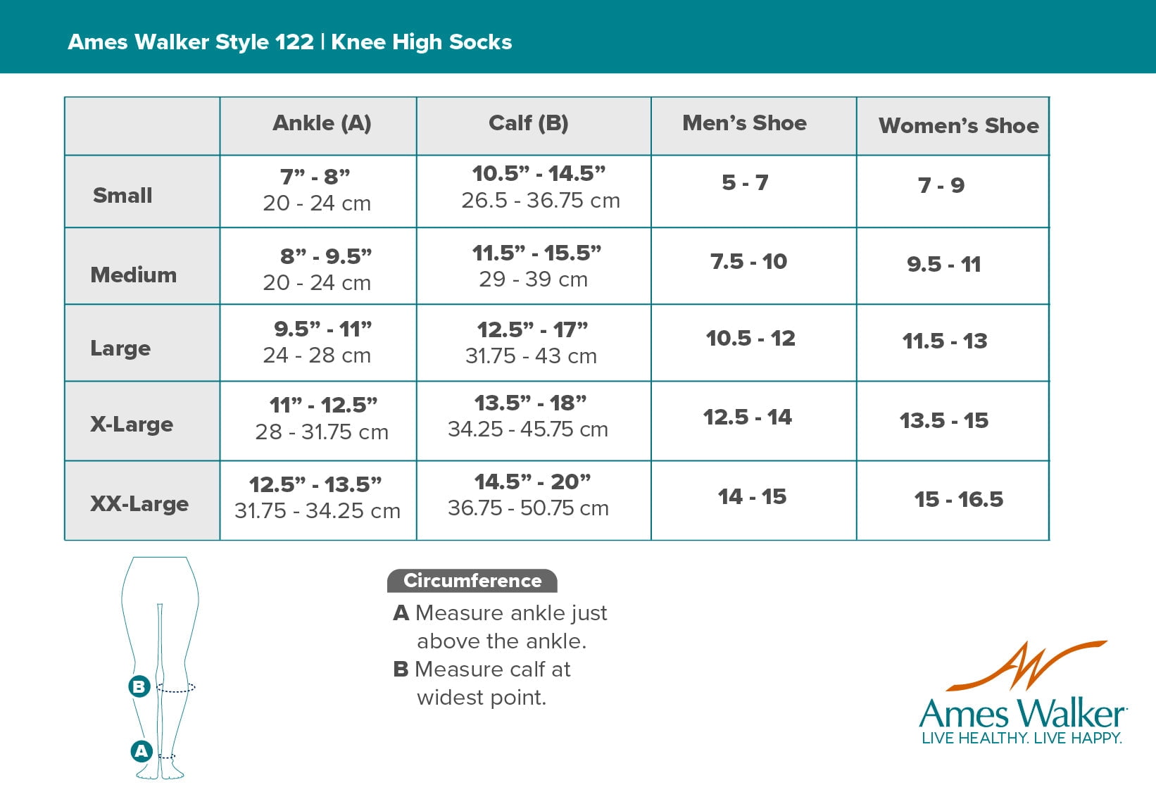 Ames Walker AW Style 122 Coolmax 15-20 mmHg Moderate Compression Knee High Socks Black XXLarge