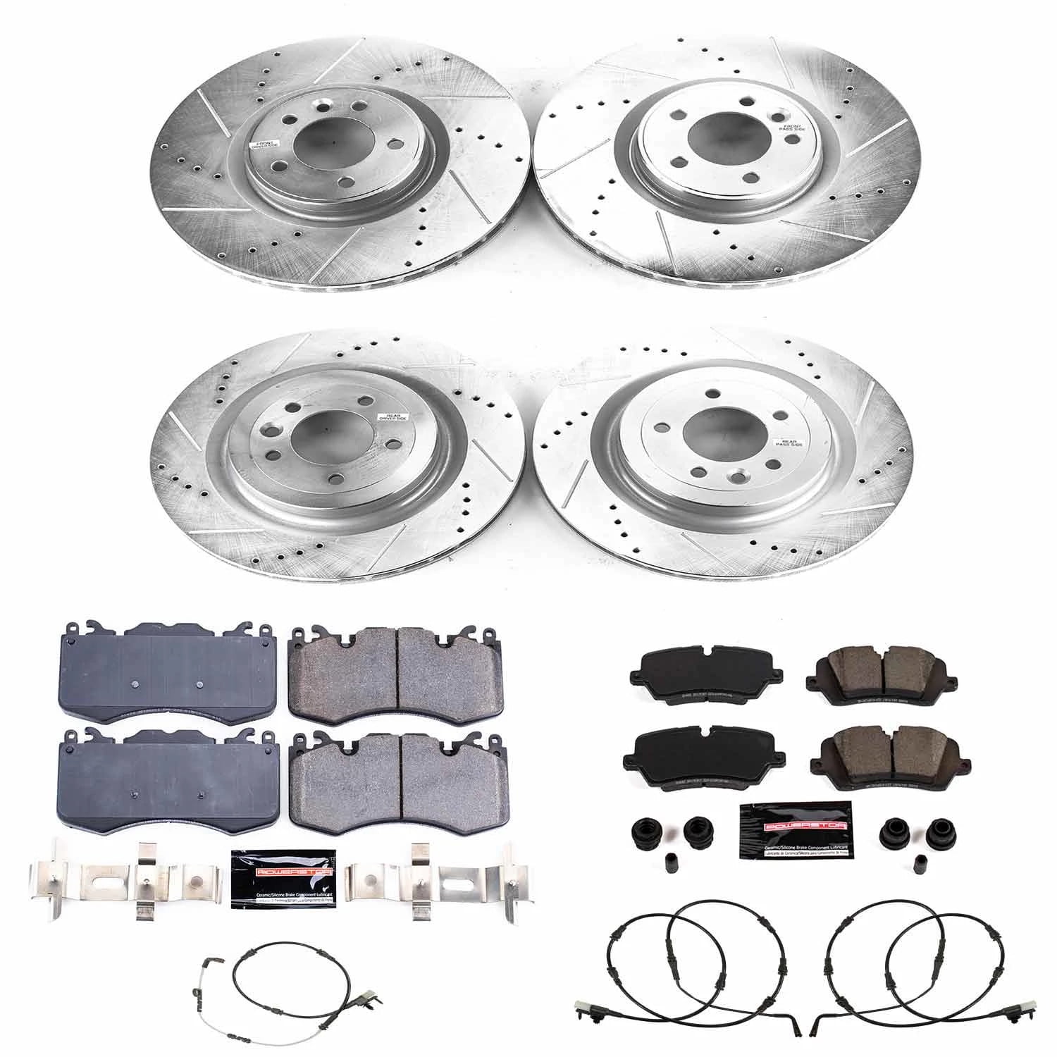 PowerStop Front and Rear Z23 Evolution Sport Carbon-Fiber Ceramic Brake Pad and Drilled & Slotted Rotor Kit Fits: LAND ROVER Select Models K8513