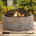 thumbnail image 1 of Sunjoy Outdoor Stone Wood Burning Fire Pits with Steel Mesh Spark Screen and Fire Poker, 26 in. Fire Pit for Outside, Large Bonfire for Patio and Backyard,, 1 of 10