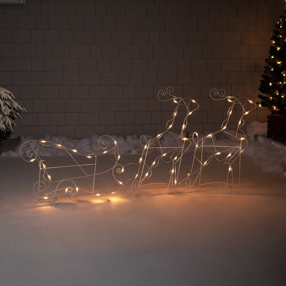 Northlight 3-Piece Lighted Reindeer and Sleigh Outdoor Christmas Decoration Set