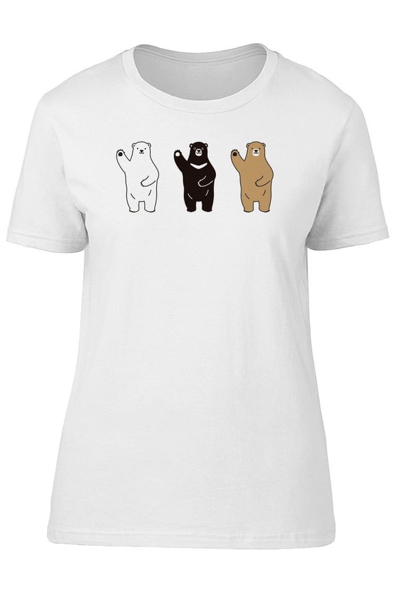 Cute Bears With Paw Up, Cartoon T-Shirt Women -Image by Shutterstock, Female Medium