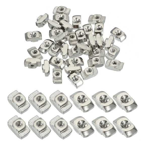 Uxcell T Nuts, T Slot Nut Hammer Head Fastener Nut, Nickel Plated Carbon Steel Nut for Aluminum Profile M4