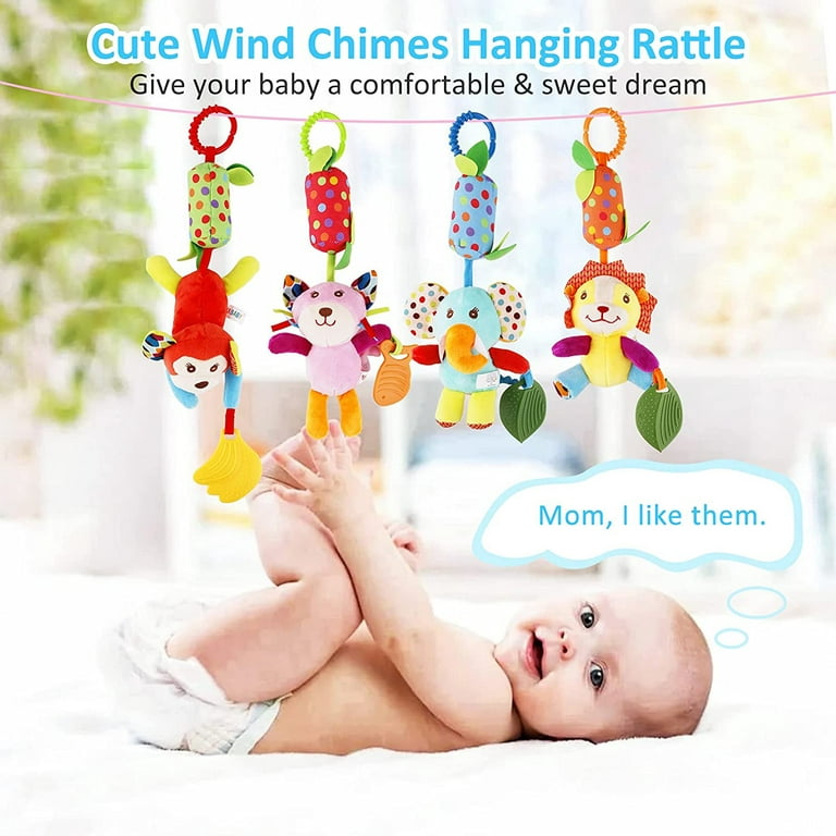 Baby Hanging Rattle Toys, Car Seat Stroller Toys, Newborn Soft Crib Plush  Toy With Grasp, Sound And Wind Bell For 0-1 Year Old (sky Series)