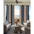 thumbnail image 4 of Orange Navy Blue Striped Blackout Curtains 84 Inches Length, Modern Minimalist Ombre Lines Window Treatment Thermal Insulated Drapes for Bedroom Living Room 2 Panels 104x84 Inches, 4 of 8