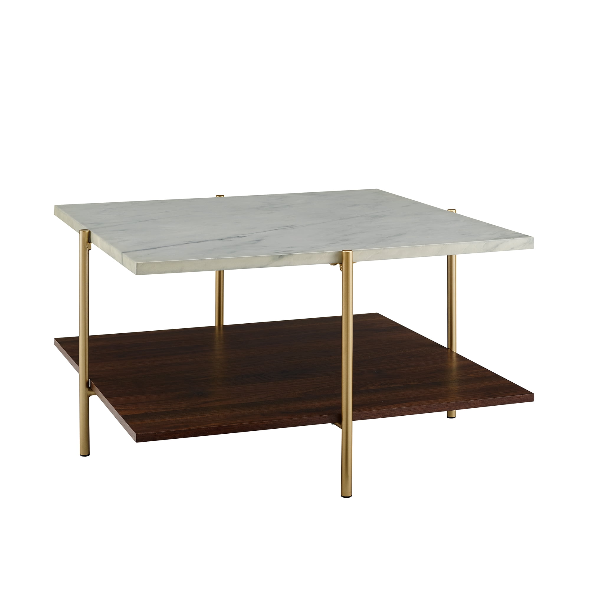 Walker Edison Jackie Faux White Marble Square Coffee Table