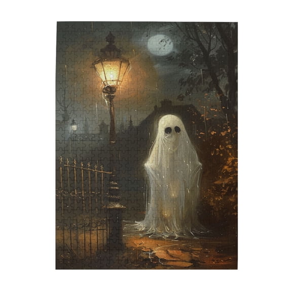 500 pcs 500 Piece Wooden Puzzles Phantom Under The Moonlit Streetlight,Stunningly Vibrant Colors,Unique Artwork For Adults,Classic Holiday Gifts,Great For Relaxation And Display For Puzzle Lovers
