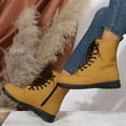 thumbnail image 5 of jsaierl British Style Solid Color Lace-up Boots Side Zip Casual Wedge Heel Women's Boots, 5 of 6