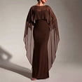 thumbnail image 2 of UDAUDU Women's Sheer Chiffon Cape Shawl Elegant Mesh Cover Up Capelet Formal Evening Bridal Wedding Party Shawl Brown M, 2 of 5