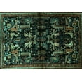 thumbnail image 1 of Ahgly Company Indoor Rectangle Animal Turquoise Blue Traditional Area Rugs, 2' x 5', 1 of 4