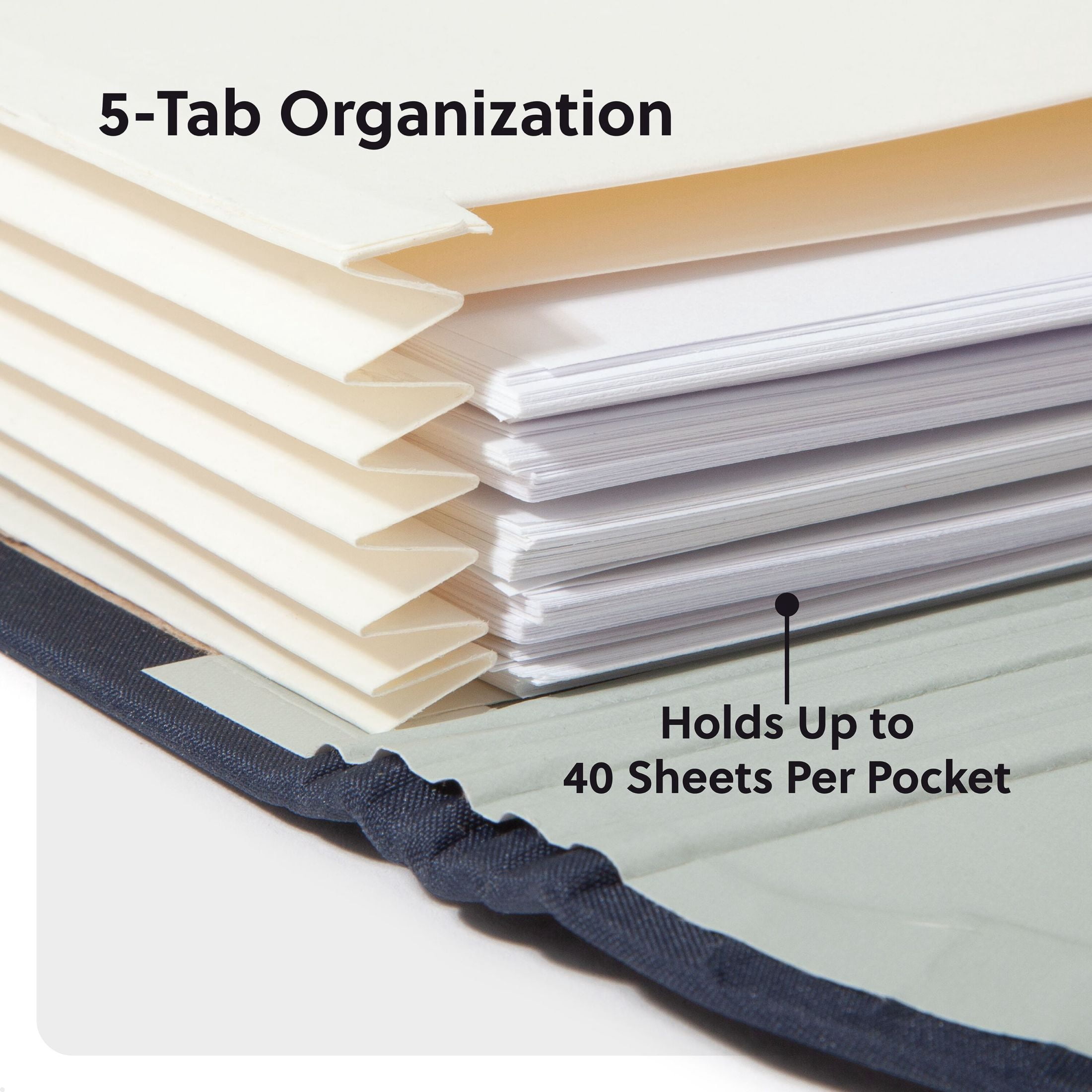 U Brands 7 Pocket Document Holder, 13 x 9.75 x 1.0 in., Navy Linen, Accordion