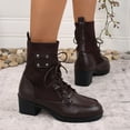 thumbnail image 6 of POROPL Womens Boots Mid Calf High Heel Chunky Shoes,Boots Size 7, 6 of 9