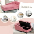 thumbnail image 2 of ACMEASE Upholstered Chaise Lounge with Right Armrest & Lumbar Pillow,Button Tufted Lounge Sofa with Storage,Lounge Chair Indoor,Modern Velvet Lounge Chair for Bedroom, Living Room and Office, Pink, 2 of 7