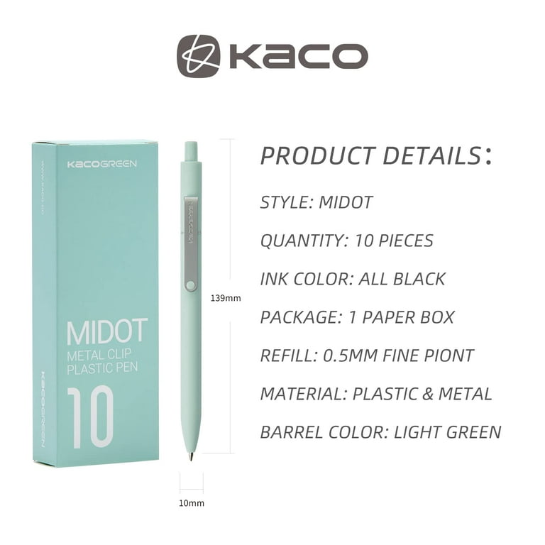 Kaco K8 Retractable Colored Gel Ink Pens 5 Pieces Colored Barrel with All  Black Ink Disposable