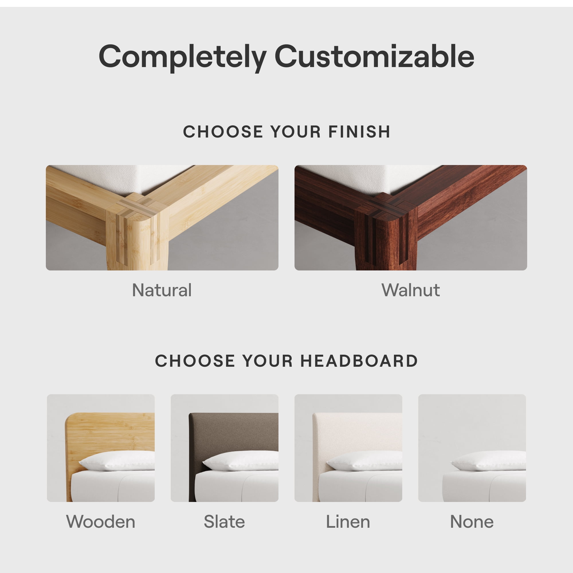 Nectar Bamboo Platform Bed Frame - California King - Natural - Floating Center Support Legs - 12” Height - Tool Free Set Up - Contemporary and Durable - Sturdy Wooden Slats - Holds Up To 800 Pounds