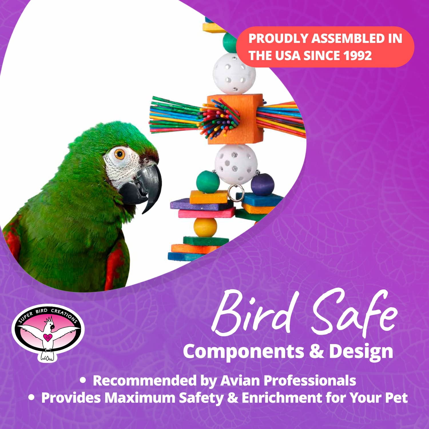 Super Bird Creations SB513 Willy Nilly Bird Toy - Enriching Parrot Toy for Large Birds, Medium Conure Toys, Bird Foraging Toys, Parrot Toys for Medium Birds, Medium/Large Bird Size, 14" x 6.5"
