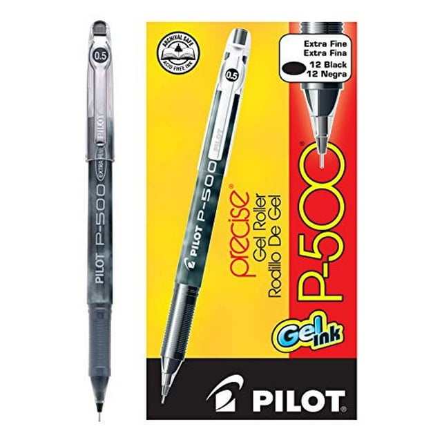 Pilot Precise P-500 Gel Ink Rolling Ball Pens Extra Fine Point Black Ink Dozen Box (38600) Patented Precision Point Technology, Smooth Skip-Free Writing, Marbled Barrel