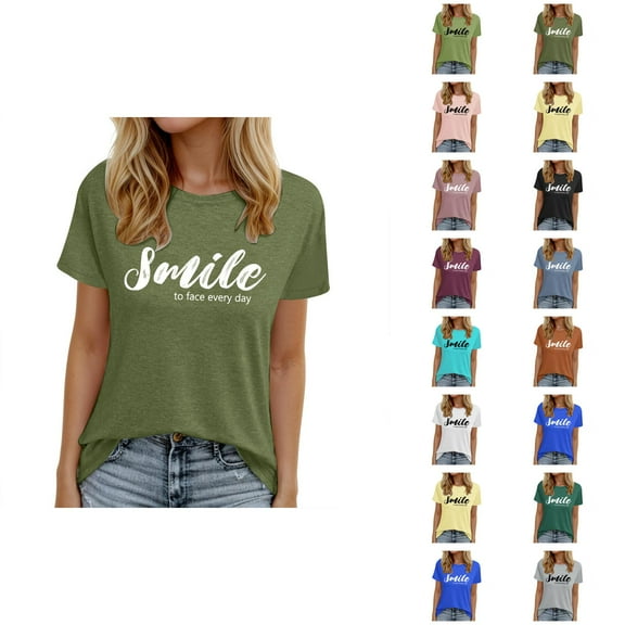 Positive Message Shirts for Women Short Sleeve Crewneck Casual Stylish Motivational Tshirts Inspirational T Shirts