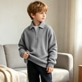 thumbnail image 5 of Tween Boys Waffle Knit Pullover Sweatshirts Kids 1/4 Zip Collared Shirts Long Sleeve Casual Fall Winter Tops Outerwear Warm Clothes, 5 of 10