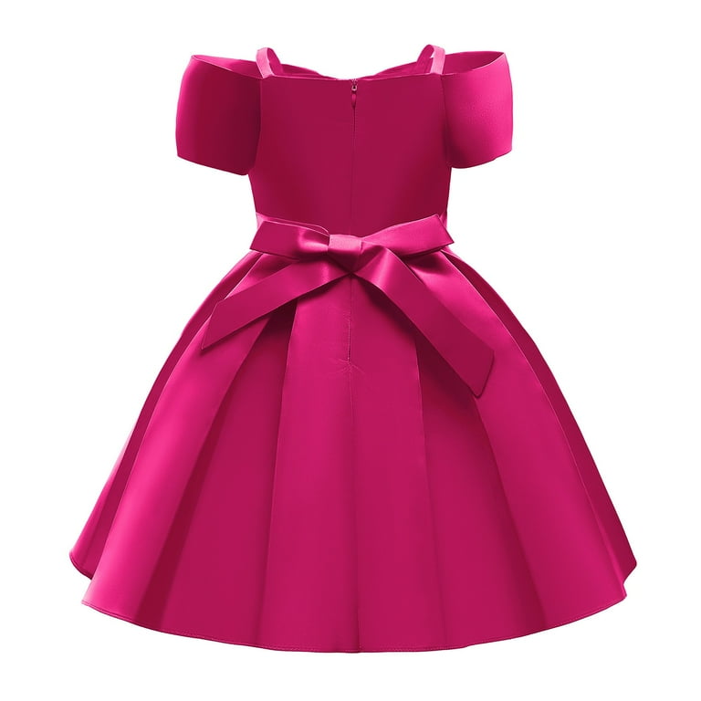 Gubotare Girls Dresses Graduation Kids Girls Confetti Birthday Princess Dress Ruffle Sleeve Boho Cake Smash 5T 6T (Hot Pink,5-6 Years)