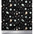 thumbnail image 1 of Soimoi Black Rayon Fabric Wreath & Bird Print Fabric by Yard 56 Inch Wide, 1 of 5