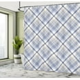 thumbnail image 4 of Ambesonne Gingham Shower Curtain, Traditional Stripes Irish, 69"Wx84"L, Ceil Blue Pale Mustard, 4 of 4