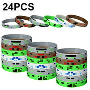 24 Pieces Pixelated Miner Crafting Style Character Wristband Bracelets Silicone Wristbands Pixelated Theme Bracelet Designs for Mining Themed or Crafting Style Party Supplies (24 Pieces Style 1)