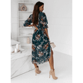 thumbnail image 6 of EASYBRA Women V Neck Floral Chiffon Midi Dress Side Slit Elegant Summer Casual Flowy Dress, 6 of 7