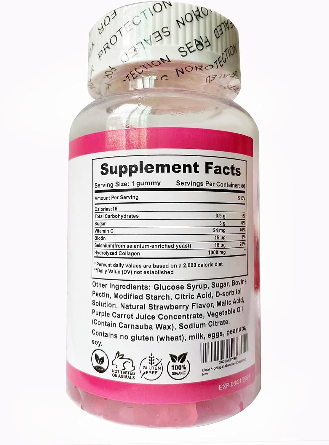 Collagen Biotin Gummies X 3 Bottles – Delicious Grapefruit Flavor for Hair, Skin & Nail Support