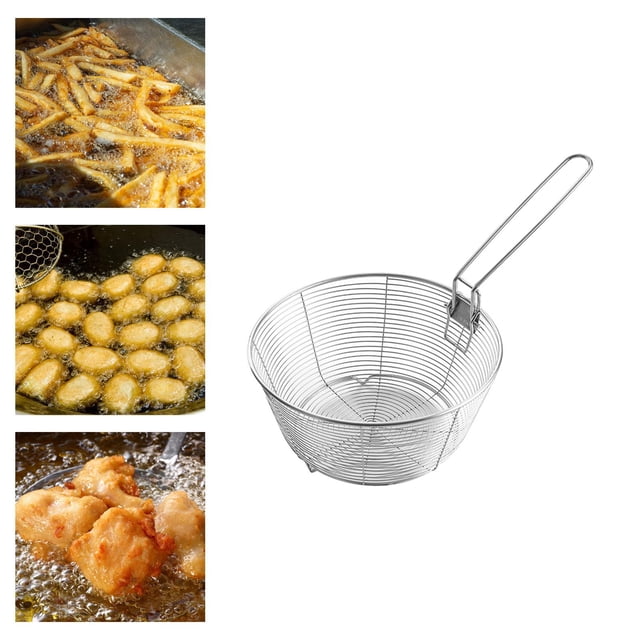 Cesta de frito de acero inoxidable malla Mesh de chips francés Freing Presentación de alimentos Camilla de vajilla multifuncional para albóndigas S