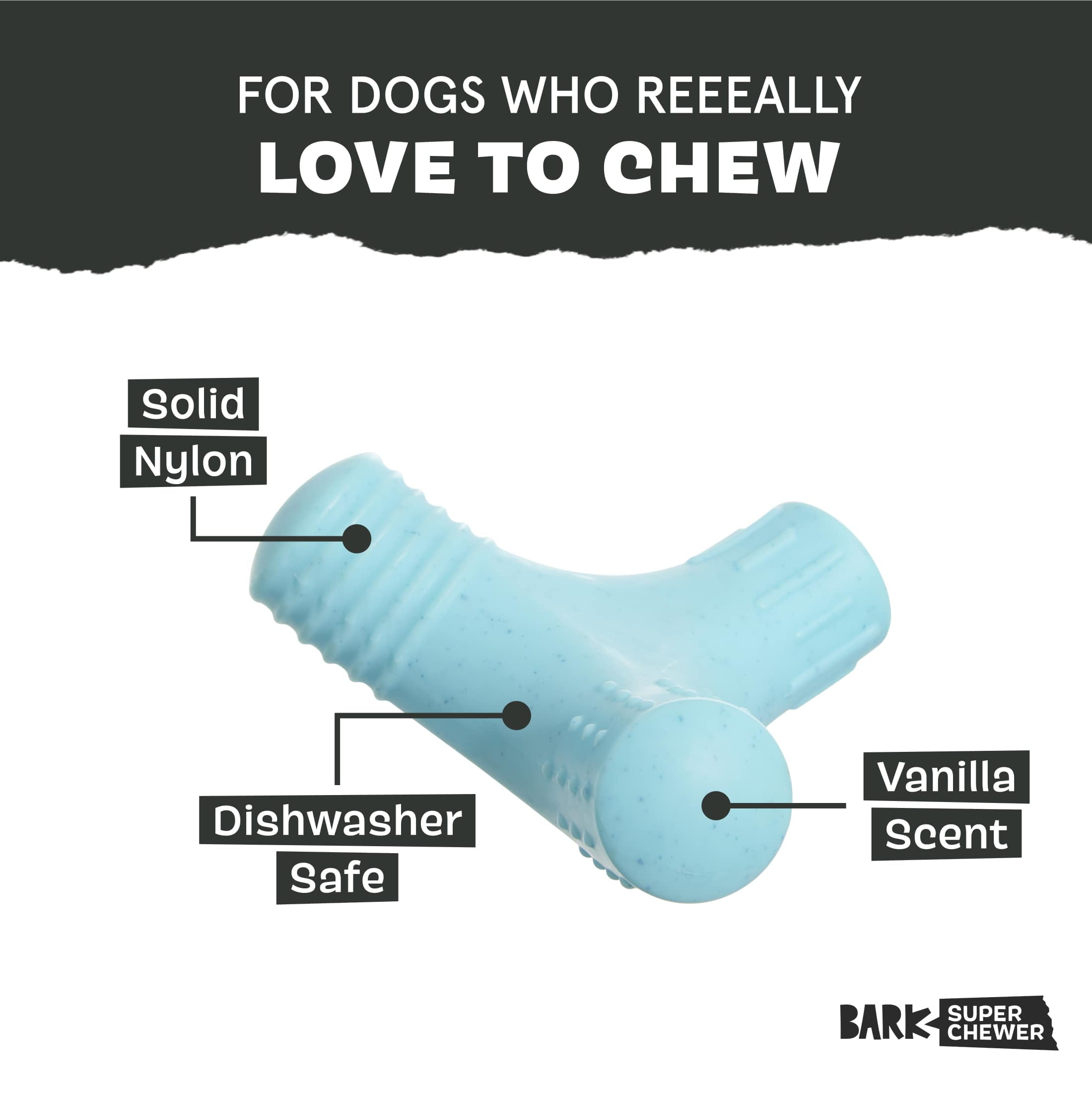 BARK Trixel Extra Large Super Chewer Nylon Dog Toy, Tough Chew