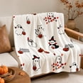 thumbnail image 3 of MYUNNIL Halloween Ghost Throw Blanket, 39 x 28 Inch Soft Comfact Ghost Pumpkin Maple Leaf Pattern Fleece Blanket, Fall Adorable Durable Decorative Cushion for Sofa Bedroom Office Supply, White, 3 of 7