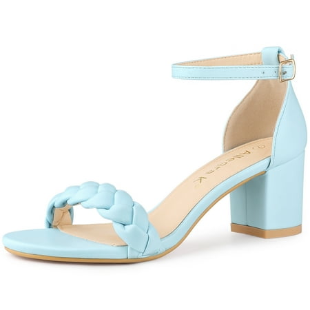 

Unique Bargains Women s Chunky Heels Ankle Strap Braided Heel Sandals