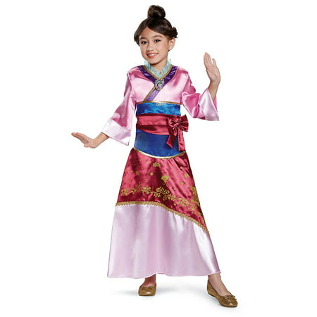 Mulan Deluxe Costume, Pink, Small (4-6X), Product includes: dress with character cameo and belt By