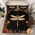 thumbnail image 2 of Homewish Bohemain Gold Dragon Bed Sheets,Retro Rustic Flower King Sheets,Natural Plant Sheet Set For Teens,Luxury Bedroom Decor,4 Pieces, 2 of 7