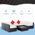 thumbnail image 3 of 7-Piece Cream White Rattan Wicker Patio Sofa Set with Coffee Table - Outdoor Sectional for Garden, Deck & Yard - Durable PE Rattan & Steel Frame, 3 of 7
