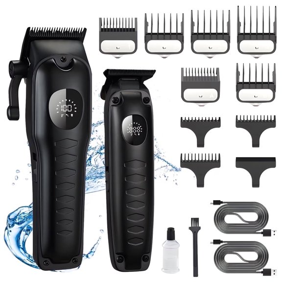 Professional Hair Clippers for Men: Cordless Hair Clipper Trimmer with LED Display - Mens Clippers and Grooming Set, Barber Clippers Set