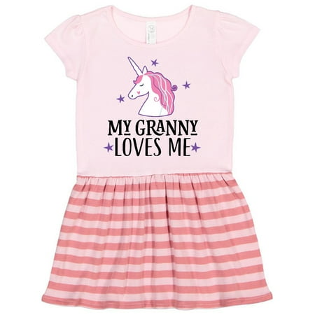 

Inktastic My Granny Loves Me Unicorn Gift Toddler Girl Dress