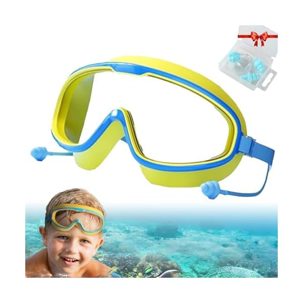 Chenchen HD Children's Large Frame Waterproof and Anti-Fog Swimming Goggles with Nose Cover