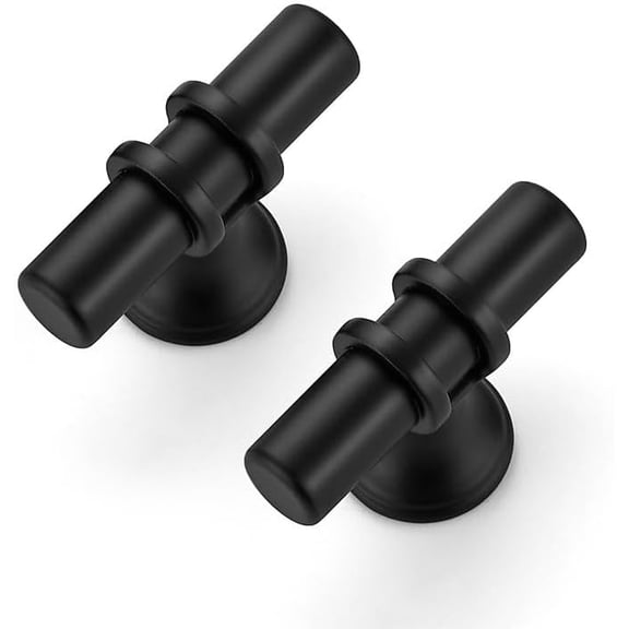 10 Pack Single Hole Cabinet Pulls Kitchen Cupboard Handles with Round Base Matte Black Drawer Pulls Cabinet Handles 2" Length