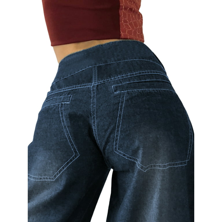 Y2k Baggy Jeans for Women Low Waist Wide Leg Denim Jeans Casual