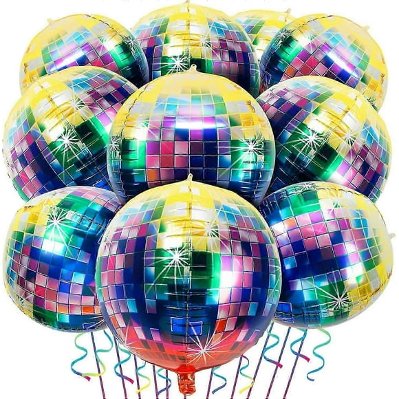 20pcs Disco 4d Ball Balloons, 80s 90s Party Decorations, Multicolor 4d Disco Foil Mylar Helium Balloons For Theme Decorations Supplies_Perfect Gift