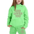 thumbnail image 2 of Toddler Girls Outfits Sets Winter Hoodie Joggers Comfy Casual Kids Print Fall Girls Clothing Sets Green Size 2-3T, 2 of 3